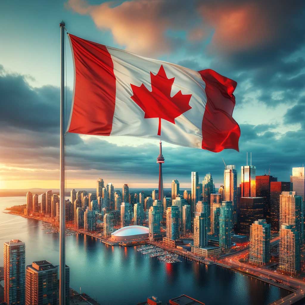Canadian Flag above Toronto